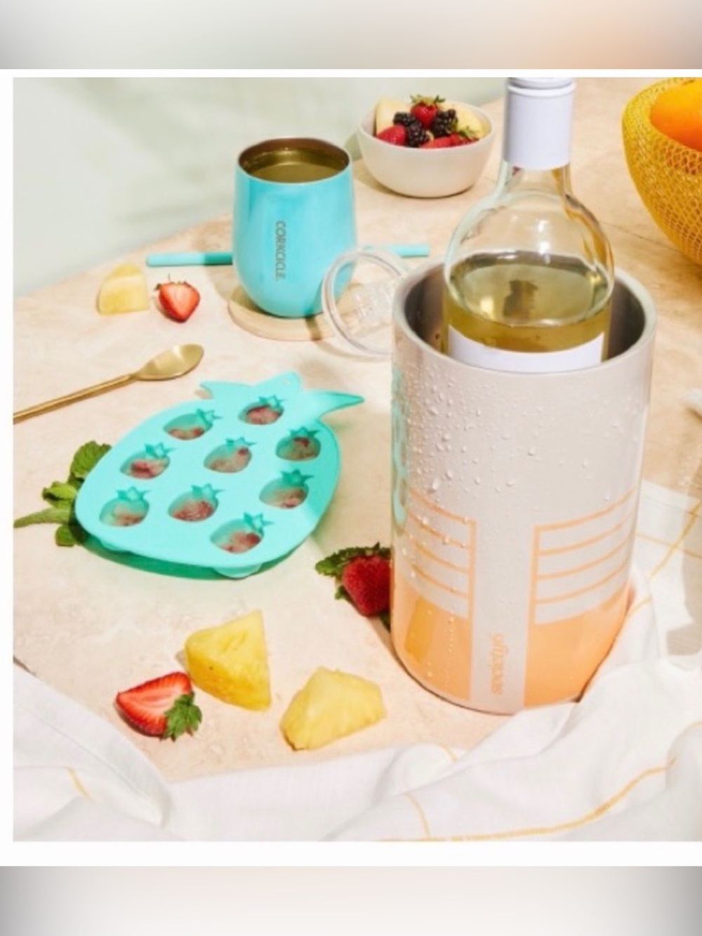 Blush Silicone Teal Pineapple Shaped Ice Mold Tray BPA Free